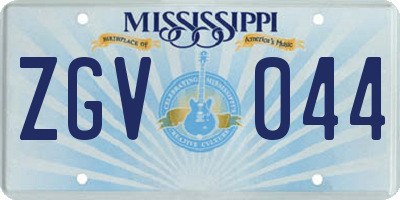 MS license plate ZGV044