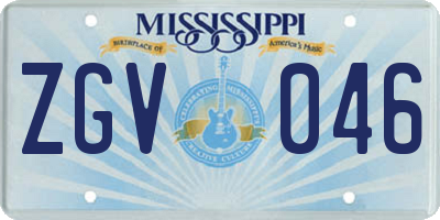 MS license plate ZGV046