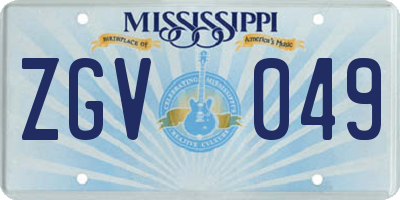 MS license plate ZGV049