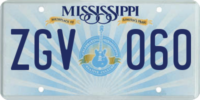 MS license plate ZGV060