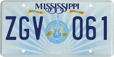 MS license plate ZGV061