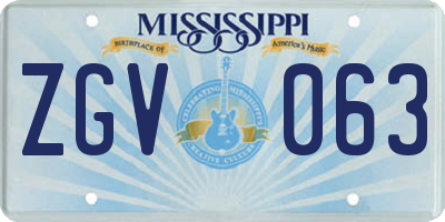 MS license plate ZGV063