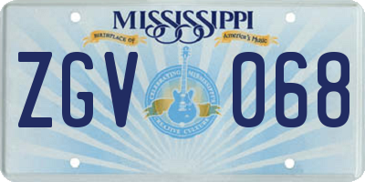 MS license plate ZGV068
