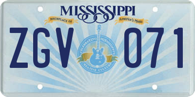MS license plate ZGV071