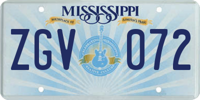MS license plate ZGV072