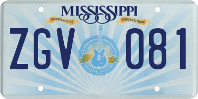 MS license plate ZGV081