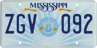 MS license plate ZGV092