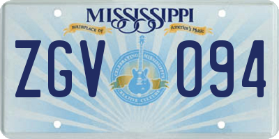 MS license plate ZGV094