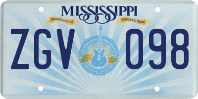 MS license plate ZGV098