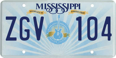MS license plate ZGV104