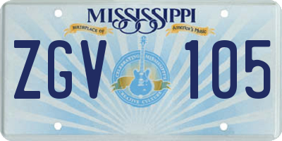 MS license plate ZGV105
