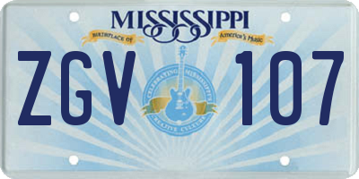 MS license plate ZGV107