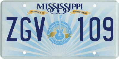 MS license plate ZGV109
