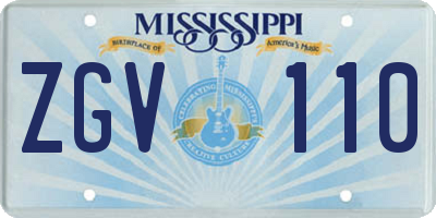 MS license plate ZGV110