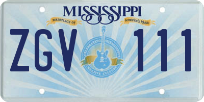 MS license plate ZGV111