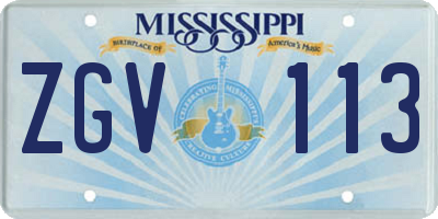 MS license plate ZGV113