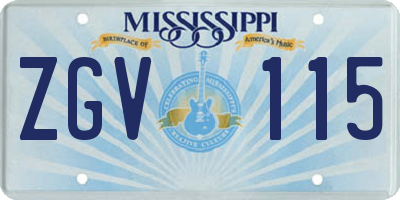 MS license plate ZGV115