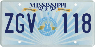 MS license plate ZGV118
