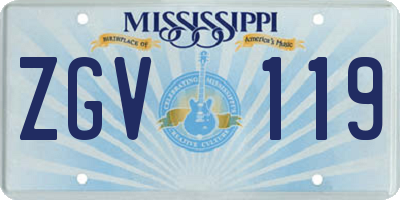 MS license plate ZGV119