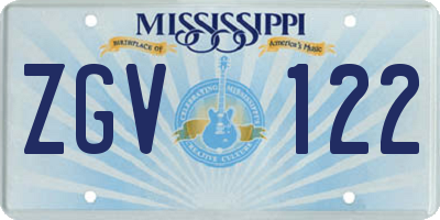 MS license plate ZGV122