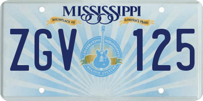 MS license plate ZGV125