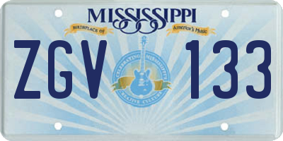 MS license plate ZGV133