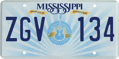 MS license plate ZGV134