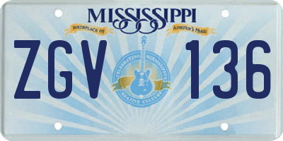 MS license plate ZGV136