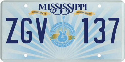 MS license plate ZGV137