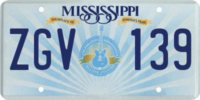 MS license plate ZGV139