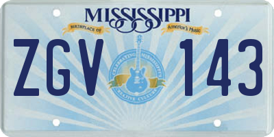 MS license plate ZGV143