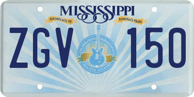 MS license plate ZGV150