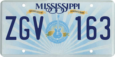 MS license plate ZGV163