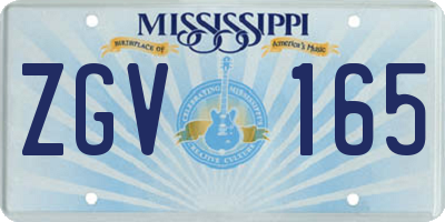 MS license plate ZGV165