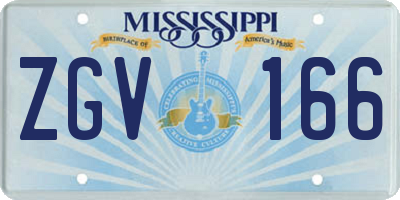 MS license plate ZGV166