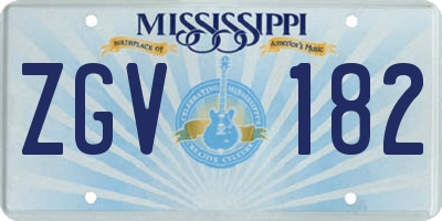 MS license plate ZGV182