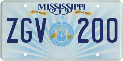 MS license plate ZGV200