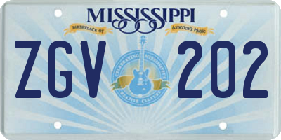 MS license plate ZGV202