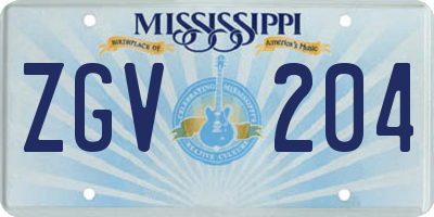 MS license plate ZGV204