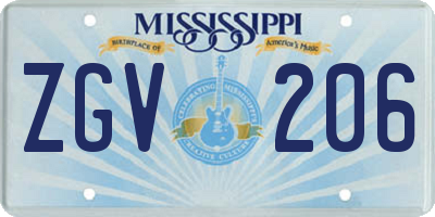 MS license plate ZGV206