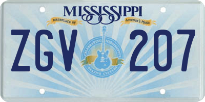 MS license plate ZGV207