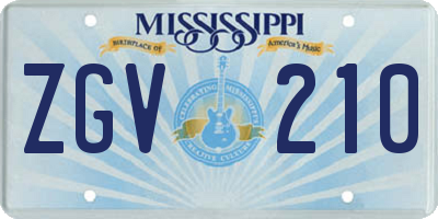 MS license plate ZGV210