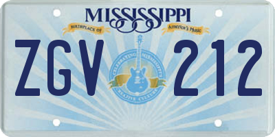 MS license plate ZGV212