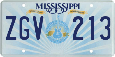 MS license plate ZGV213
