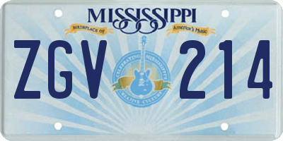 MS license plate ZGV214