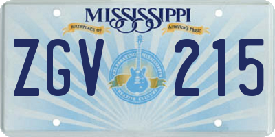 MS license plate ZGV215