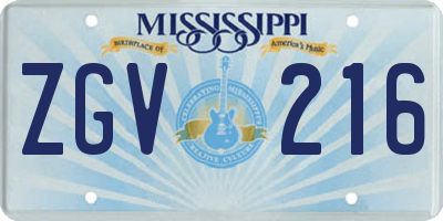 MS license plate ZGV216
