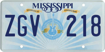 MS license plate ZGV218