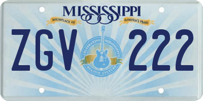 MS license plate ZGV222