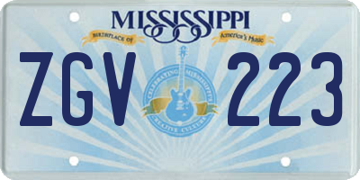 MS license plate ZGV223